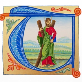 Adaptation du manuscrit St-Andrew avec sa croix. Période gothique.